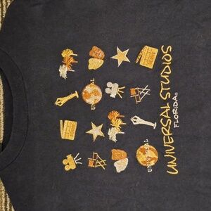 HRLA Universal Studios Embroidered Black Cotton Single Stitch Mens 2XL Shirt VTG